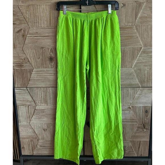 NWT Manta Del Lago Womens Casual Pants Sz Small Green Straight Leg Boho - Picture 1 of 2